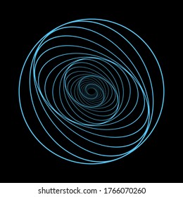Wireframe, twisted tunnel. Abstract background swirling line. Vector illustration.