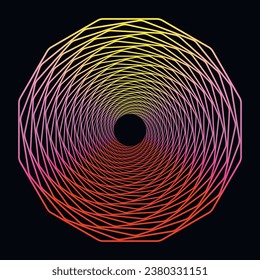 Wireframe, twisted tunnel. Abstract background swirling line. Vector illustration.