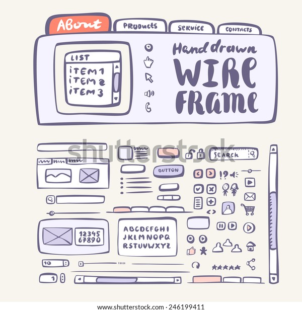 Wireframe Ui Kit Web Design Sketch Technology Signs