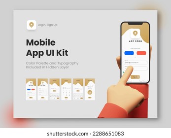 Wireframe UI, UX, GUI Layout With Different Login Screens Including Account Sign In, Sign Up And Lock Screen For Mobile App And Responsive Website.