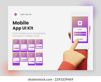 Wireframe UI, UX and GUI Layout with Different Login Screens including Account Sign In, Sign Up, Lock Screen for Mobile Apps or Responsive Website.