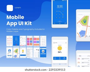 Wireframe UI, UX and GUI Layout with Different Login Screens including Account Sign In, Sign Up, Lock Screen for Mobile App or Responsive Website.