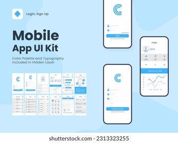 Wireframe UI, UX and GUI Layout with Different Login Screens including Create Account, Sign In, Sign Up, Chatting, Contact, Setting for Mobile Apps or Responsive Website.