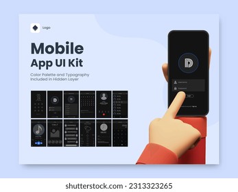 Wireframe UI, UX and GUI Layout with Different Login Screens including Account Sign In, Sign Up, Lock Screen for Mobile Apps or Responsive Website.