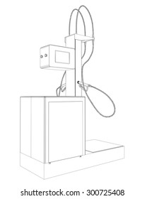 Wire-frame vector Oil and Gas station equipment. Illustration created of 3d. EPS 10 vector format.