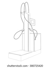 Wire-frame vector Oil and Gas station equipment. Illustration created of 3d. EPS 10 vector format.