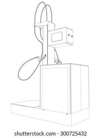 Wire-frame vector Oil and Gas station equipment. Illustration created of 3d. EPS 10 vector format.