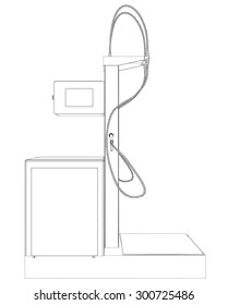 Wire-frame vector Oil and Gas station equipment. Illustration created of 3d. EPS 10 vector format.