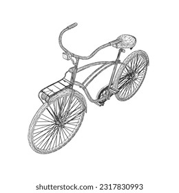 Bicicleta vintage de armazón, vector. Bicicleta retro en blanco y negro. 3 D.