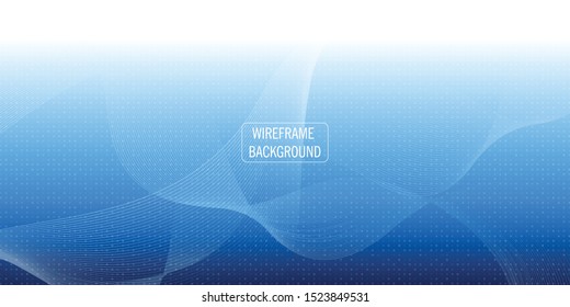 wireframe wave abstract blue background
