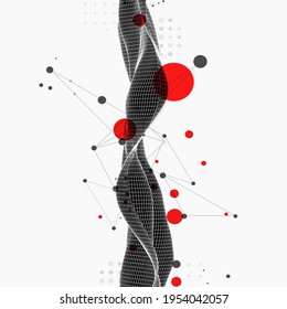 Onda de armazón. Diseño moderno de la cubierta de fluidos con efecto plexus. Antecedentes tecnológicos.