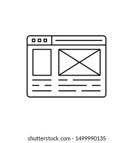 Wireframe web page icon. Element of user experience icon