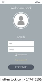 Wireframes screens mobile app. GUI template on the topic of singup login. Development interface with UX design