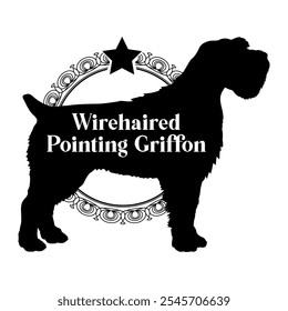  Wirehaired Pointing Griffon dog silhouette, dog, dog breeds,  vector, silhouette, logo design, animal, illustration, icon, sign, black, pet