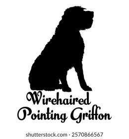 Wirehaired Pointing Griffon. dog silhouette, dog breeds, logo, vector, silhouette,  animal, illustration, icon, sign, design, black, symbol, pet, love
