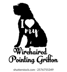  Wirehaired Pointing Griffon dog silhouette, dog, dog breeds, logo, vector, silhouette, i love my dog, animal, illustration, icon, sign, design, black, symbol, pet, love