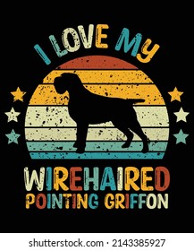 Wirehaired Pointing Griffon silhouette vintage and retro t-shirt design