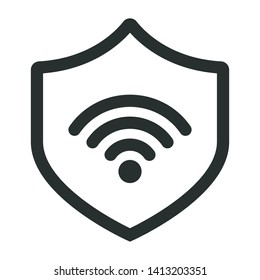 wireles in security shield - minimal line web icon. simple vector illustration. concept for infographic, website or app.