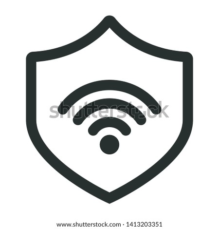 wireles in security shield - minimal line web icon. simple vector illustration. concept for infographic, website or app.