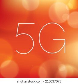 Wireless 5G sign icon on blurry red background