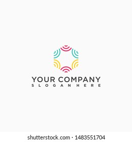 wireless abstract geometric logo design concept 