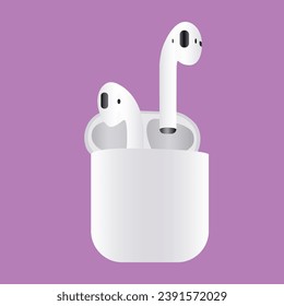 Wireless, Air pods icon isolated on white background vector.