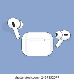 Wireless Airpods pro white magsafe headphone symbol modern simple vector icon illustration