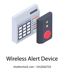 Wireless alert device, isometric icon 