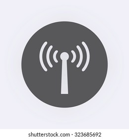 Wireless antenna icon in circle . Vector illustration