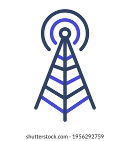 Wireless antenna icon in flat design.