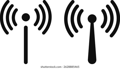conjunto de ícones de antena sem fio. transmissor de torres de comunicação de sinal de rádio. sinal sem fio do receptor
