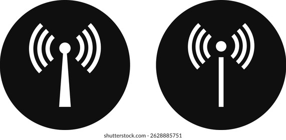 conjunto de ícones de antena sem fio. transmissor de torres de comunicação de sinal de rádio. sinal sem fio do receptor
