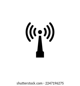 Wireless Antenna, Network Transmitter. Flat Vector Icon illustration. Simple black symbol on white background. Wireless Antenna, Network Transmitter sign design template for web and mobile UI element.