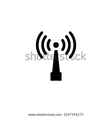 Wireless Antenna, Network Transmitter. Flat Vector Icon illustration. Simple black symbol on white background. Wireless Antenna, Network Transmitter sign design template for web and mobile UI element.