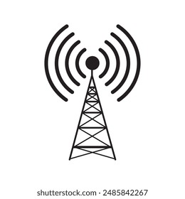 Wireless antenna tower icon. Broadcast tower thin icon collection. telecommunication antenna icons on white background. 