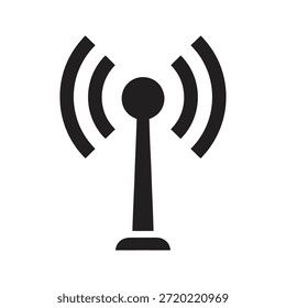 Símbolo de ícone de torre de antena sem fio vetor de glifo sólido para estação de transmissão de sinal e rede de conexão de comunicação por transmissão de rádio