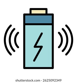 Wireless battery charging icon. Outline wireless battery charging vector icon color flat isolated