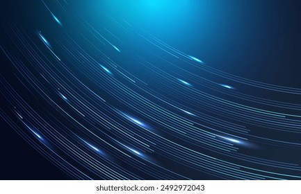 Wireless big data network and connection technology glow line background. High-speed 5G, 6G or Ai lines with dots. Mobile stream technology design. Futuristic vector illustration.