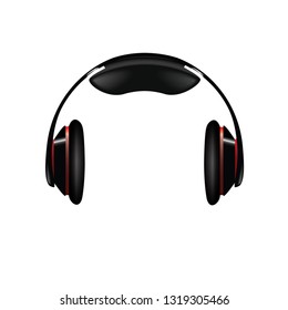 Wireless black headphones - isolated vector illustration