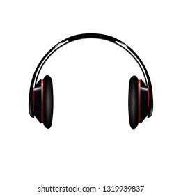 Wireless black headphones - isolated vector illustration 