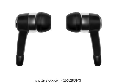 Wireless black headphones in vector.Wireless headset for mobile devices.