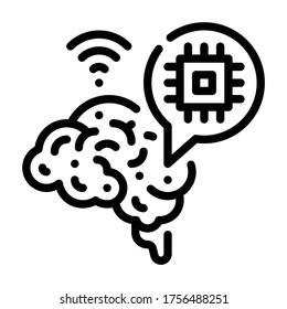 Wireless brain sensors and Innovation Ouline icon. Medical Technology Concept.