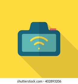 Wireless camera icon , Vector flat long shadow design.