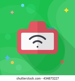 Wireless camera icon , Vector flat long shadow design.