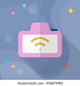 Wireless camera icon , Vector flat long shadow design.