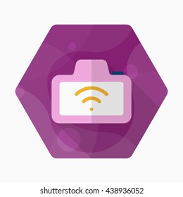 Wireless camera icon , Vector flat long shadow design.