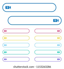 Wireless camera icons in rounded color menu buttons. Left and right side icon variations.