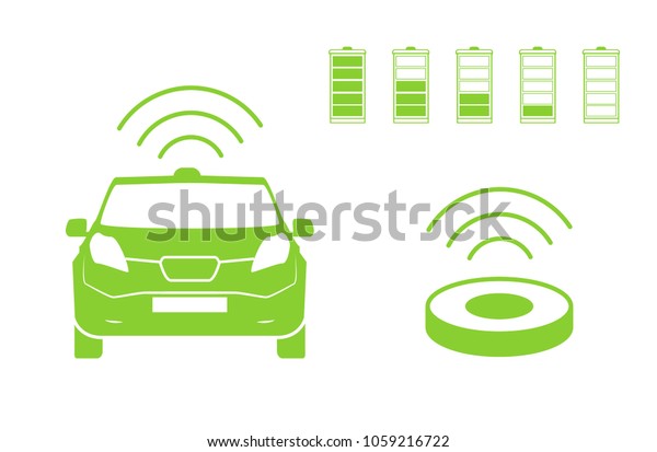 Wireless\
car charging station symbol. Electric car charging icon isolated.\
Electric Vehicle Green electric car charging point icon vector.\
Renewable eco technologies. Vector\
illustration