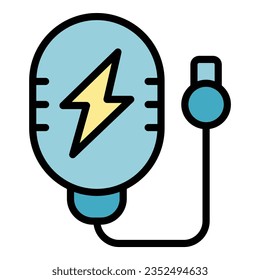 Wireless charge icon outline vector. Electric charger. Power electric color flat