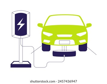 Wireless charger abstract concept vector illustration. Wireless car charging process, ecology environment, sustainable urban transport, modern electric automobile technology abstract metaphor.